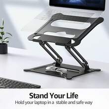 Laptop Notebook Stand Holder Adjustable Laptop Stand Portable Computer Riser Compatible With MacBook Air Pro HP  XPS  All Laptops 10-15.6"(Black) - A-Đen - Xem 8