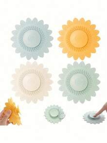 1 件花朵按压式水槽排水过滤器，花朵设计水槽排水盖，毛发过滤器和排水塞，除臭排水塞，具有除臭功能的向日葵排水管，适用于浴缸、水槽、厨房、浴室配件 - 彩色 - 查看 8