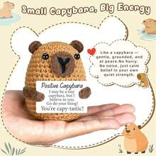1 Hand-Crocheted Positive Capybara - Made Of High-Quality Thread, This Hand-Crocheted Capybara Is Soft To The Touch And Compact, Making It Perfect For Carrying Around. The Meticulous Design Not Only Gives It A Cute Appearance, But Also A Symbol Of Encouragement. - Multicolor - View 2