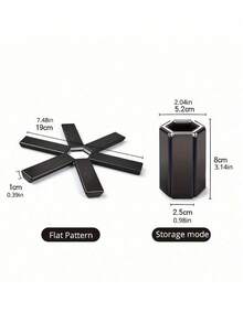 1pc Multi-Functional Foldable Heat Resistant Mat, Non-Slip Kitchen Pad Suitable For Pots, Pans, Bowls, Great Gift For Family And Friends, Kitchen Tool, Heat Insulation - Black - View 2