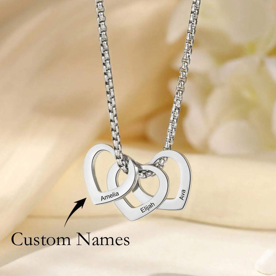 Custom Name Necklace: Grandma Jewelry Silver / Gold, Personalized Grandma Gift, Heart Charm Necklace, Engraved Necklace, Grandmother Necklace - Multicolor - View 1