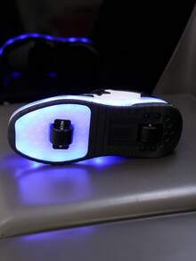 GUANGLAN 2-In-1 LED Light Up Roller Skates For Girls, 2 Wheels Removable USB Rechargeable Roller Skates, Leather Upper, 11 Flashing Modes, 7 Colorful Lights, Unisex Rotatable Button, Easy On/Off, Outdoor Sports - Black and White - View 7