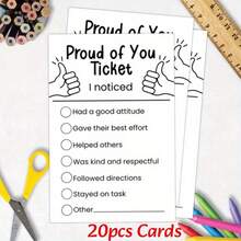 20 Pcs Minimalist Recognition Proud Of You Recognition Cards Minimalist Black & White Paper Employee, Worker, Student, Teacher Appreciation, Christmas Day, New Year's Day, Boxing Day, Halloween, Thanksgiving, Weddings