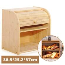 Bread Bin 2 Tiers Double Layer Box Slide Roll Top Food Storage Rack Home Kitchen - Yellow - View 7