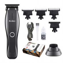 Kemei 1 pezzo Tosatrici elettriche per capelli KM-2295 professionali per barbieri, ricaricabili e senza fili, con base, tagliacapelli, rifinitore per barba, strumenti per rasatura e rifilatura per barbieri