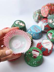 50/100/150pcs Christmas Paper Cake Cups - Christmas Themed Cupcake Liners, Ideal For Baking Holiday Treats, Christmas Party, Wedding Cupcake Liners, Muffin Molds, Baking Tools, Kitchen Supplies, Kitchen Accessories