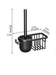 1pc Black/White Toilet Brush With Holder, Bathroom Wall-Mounted Brush Cleaner, Hands-Free Toilet Cleaning Tool Bathroom Accessories Bathroom Tools - White - View 8