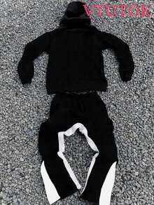 (2PC)Men's Casual Printed Hoodie And Sweatpants Set, Autumn And Winter Men's Sportswear, Men's Fashion  Sportswear With Printed Personalized  Hip Hop Y2K Style Medusa LOS ANGELES CALIFORNIA - màu đen - Xem 2