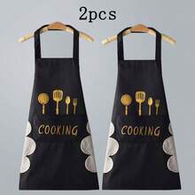 1pc Kitchen Apron, Adjustable Halter With Pocket, Waterproof And Oil-Proof, Suitable For Cooking, Chef, Unisex
