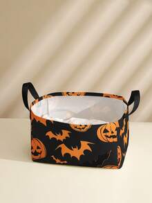 1pc Open Storage Basket With Handle, Multi-Purpose Storage Bin For Daily Clutter Organization, Halloween Gift, Home Decor, Clothes, Socks, Room Storage Box, Storage Bag