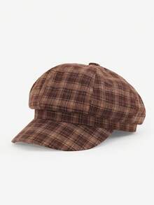 1pc Unisex Retro Plaid Beret Hat, Fashionable And Versatile, Suitable For Men And Women, Autumn/Winter Outdoor Street Style, Great As A Gift