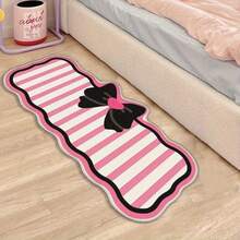 1 Stück weiches Plüsch rosa Schleife & gestreifter Schlafzimmer Teppich, Kunstkaschmir, rutschfest, leicht zu reinigen, leicht und bequem, geeignet für Schlafzimmer und Innenräume, Schlafzimmerteppich, Heimdekoration. Hinweis: Aufgrund von Beleuchtung und Fotografie kann das Produkt leicht von dem Foto abweichen, wobei der tatsächliche Artikel eine hellere Farbe als das kräftige Foto hat. - Verschiedenfarbig - Übersicht 9