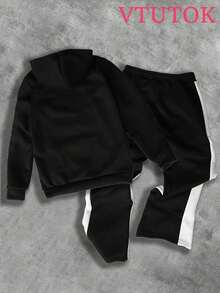 (2PC)Men's Casual Printed Hoodie And Sweatpants Set, Autumn And Winter Men's Sportswear, Men's Fashion  Sportswear With Printed Personalized  Hip Hop Y2K Style Medusa LOS ANGELES CALIFORNIA - màu đen - Xem 5