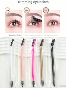5pcs Double Head Eyelash Brush Eyebrow Brush Angle Spiral Brush Dual Purpose Brush Multifunctional Portable Eyebrow Brush Travel Supplies,Eyebrow Brush,Eyeshadow Brush,Spoolie,Spoolie Brush - Black - View 7