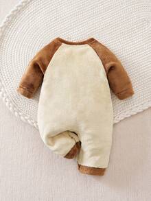 Yierying 男婴可爱熊耳角设计保暖内衬长袖连体衣，秋冬