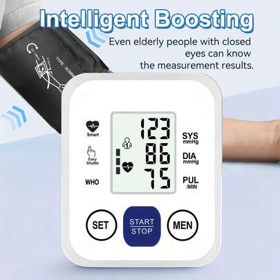 Monitor de presión arterial portátil con sensor de presión, monitor de equipos de presión arterial, tensiómetro digital automático, monitor de presión arterial de brazo con pantalla, monitor de presión arterial de brazo superior, monitor de presión arterial electrónico, esfigmomanómetro, tonómetros