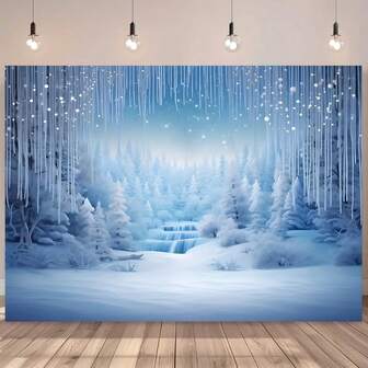 Shooting Winter Wonderland Photography Background -1 Piece Of Vinyl Christmas Theme Background 5x3 Feet/5x7 Feet, Suitable For Birthday Parties, Holiday Event Decorations, Snow Landscape Banners, No Electricity Required, No Feathers