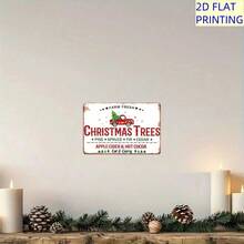 1pc Vintage American Style Christmas Hanging Decor! 2D Flat Printed Wooden Sign, Red Pickup Truck Carrying Christmas Tree + "FARM FRESH CHRISTMAS TREES" Classic Farm Design, Also Includes Cozy Elements Like Hot Cocoa, Suitable For Fireplace Wall, Porch, Christmas Market, Retro Cafe, Etc. Instantly Elevates The Holiday Atmosphere, Excellent Decorative Plaque And Accessory To Bring Nostalgic Warmth To The Christmas Season. Home Decor Christmas Decorations Room Decor