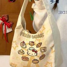 Sanrio Kawaii Hello Kitty Cartoon Canvas Tote Bag - Reusable Shoulder Bag With Kuromi And My Melody Patterns, High-Quality Design, Extra Large Capacity For Textbooks And Laptops - Multicolor - View 8