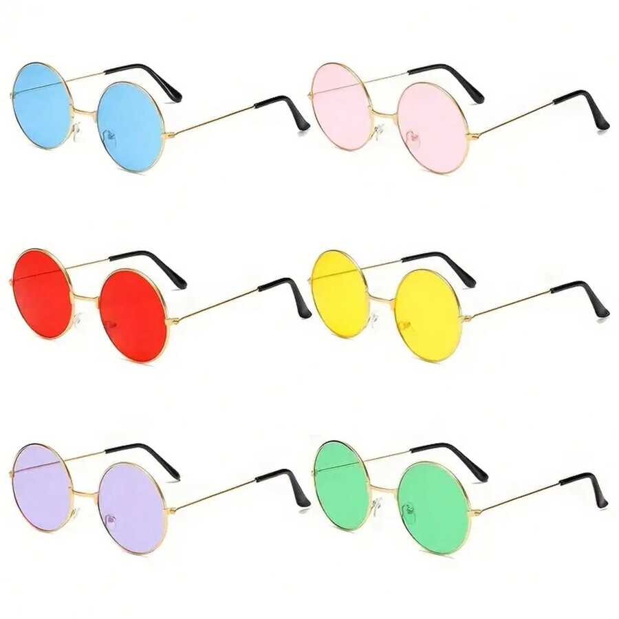 Retro Round Sunglasses Colorful  Round Frame Glasses Color Sunglasses Lens