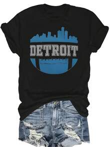 Camiseta de fútbol de leones retro para fans, unisex, de verano, casual, transpirable, de personalidad, cuello redondo, manga corta, ropa de calle, versátil, adecuada para adolescentes y adultos - Negro - Ver 1