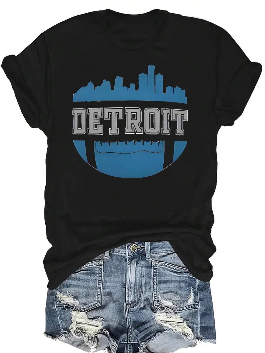 Camiseta de fútbol de leones retro para fans, unisex, de verano, casual, transpirable, de personalidad, cuello redondo, manga corta, ropa de calle, versátil, adecuada para adolescentes y adultos - Negro - Ver 1