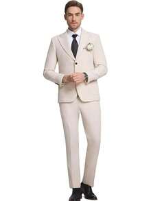 Mens Linen 2 Piece Casual Suit Summer Beach, Wedding - Pants Set, Summer Wear - Blue - View 3