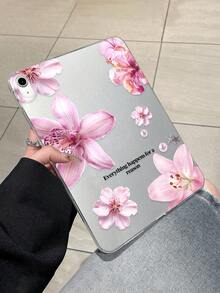 透明粉色花卉 iPad 保护套 - 时尚保护套，带有励志名言，优雅的保护性设计，兼容 iPad Pro 11、iPad Air 2、iPad Air 第五代 2022、iPad Air 11 英寸 (M2)-2024、iPad Air 11 英寸 (M3) 2025，适合个人使用、送礼和夏季场合 - 彩色 - 查看 11