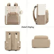 Diaper Bag Backpack, Large Capacity Portable Baby Bag With Foldable Diaper Changing Pad, Waterproof Baby Diaper Bags Gift For Mon Dad, Ivory Khaki - Kaki ngà - Xem 9