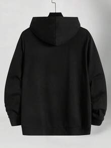 男士轻便拉链连帽夹克，带口袋，春秋季休闲运动外套，适合凉爽的初秋天气，休闲、运动、跑步、健身、户外活动皆宜 - 黑色 - 查看 2