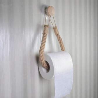 1 件手工编织木绳卫生纸架和毛巾架，无需钻孔浴室收纳纸巾架