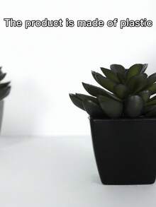 1/3盆仿真迷你多肉植物（石莲花）盆栽 - 适用于婚礼装饰、办公室和家居桌面窗台装饰的小型盆栽 - 墨綠色 - 查看 6