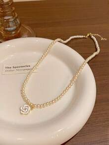 1pc Girl's Minimalist Versatile Faux Pearl Necklace, Fashion Elegant, Suitable For Daily Wear Or Mother's Day Gift - Multicolor - View 9