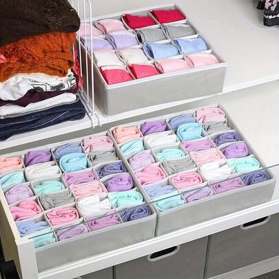 1 Set 24 Grid Foldable Drawer Organizer Box, Sock, Underwear, Clothing Storage Box, Space Saving Wardrobe, Bedroom Accessories Organizer