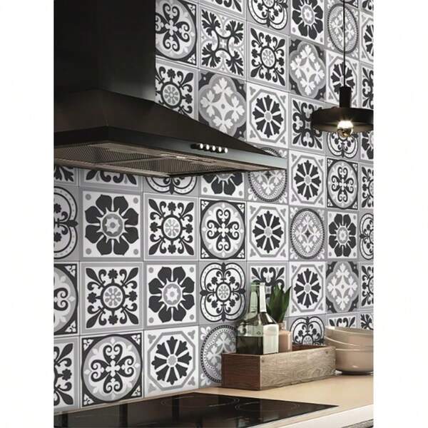 1 Roll Of Mediterranean Style Thickened Moisture-Proof Kitchen Sticker, Kitchen And Bathroom Background Beautification Decoration Wall Sticker, Self-Adhesive Waterproof Wallpaper, Available In Three Sizes: 11.81 * 47.24, 11.81 * 94.49, 11.81 * 141.73 Inches