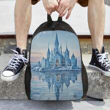 1 Frozen No.1 Backpack - Lightweight School Backpack With Frozen Castle Design (Blue And Pastel Tones), Zipper Closure, Adjustable Shoulder Straps - Machine Washable Backpack Suitable For Teenagers - Suitable For School, Travel, Daily Use - Fairy Tale Inspired Backpack, Commuting Bag, Fun Accessories, Functional Design - Mix - View 7