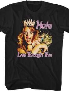 Hole Music T Shirt Live Through This Album Cover Black Adult Short Sleeve T Shirts Vintage Style Gra - màu đen - Xem 1