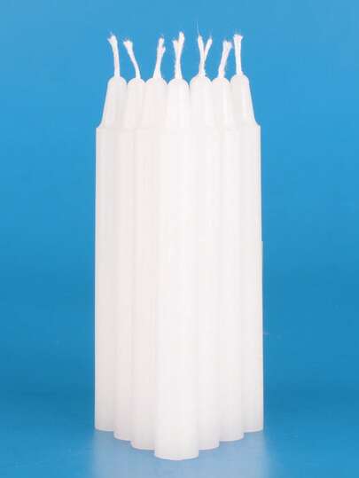 10 Pieces Per Pack Diameter 1.2 Cm High 10 Cm Solid Color White Odorless Ordinary Lighting Small Candles Festive Hand-Made Church Ceremony