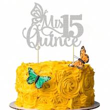 1Pc Glitter Cake Topper, 15th Birthday Cake Topper, Hello 15, Happy 15th Birthday Party Decorations