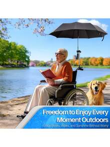 Adjustable Umbrella Holder – Tool-Free Mounting Clamp For Wheelchairs, Walkers, Rollators, Bikes, Prams And Strollers - Black and White - View 11