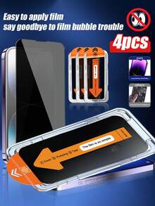 4 件适用于 Apple 型号的自动对齐屏幕保护膜钢化玻璃膜，防偷窥，防尘，无气泡，易于粘贴，防刮擦，防指纹，防摔，兼容 Apple X/XR/11/12/13/14/15/16/16 Plus/16 Pro/16 Pro Max/16e/17/17 Air/17 Pro/17 Pro Max 全系列 - 黑色 - 查看 2