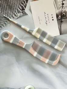 4pcs/Set Classic Classic Stripes Grain Anti-Static Plastic Hair Comb Set(Stripe Color Random), Suitable For Daily Use, Hair Accessories - Stripe Style - View 17