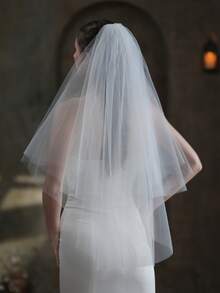 1pc Women's Gothic Dark Queen Style Double Layer Black & White Veil, Suitable For Halloween, Wedding Photography, Travel Shooting, Photo Props Fall Clothes For Women