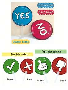 YES NO Hand Held Signs | Interactive English Teaching Tool For Elementary School: Suitable For Teacher's Q&A, Classroom Quizzes, Fun Learning. Can Be Used In Classroom, Multimedia Classroom, After-Class Practice. Quickly Identify Right Or Wrong Answers, Enhance Student Engagement. Essential Elementary School Teaching Supplies