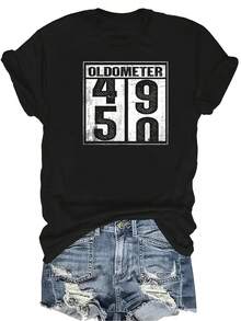 Camiseta de 50th cumpleaños Unisex Verano Casual Transpirable Personalidad Cuello Redondo Manga Corta Camiseta Ropa de Calle Versátil, Adecuada para Adolescentes y Adultos - Negro - Ver 1