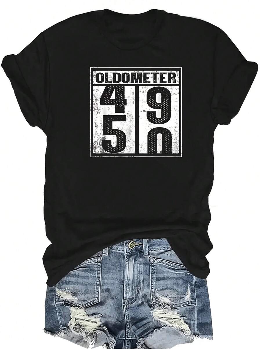 Camiseta de 50th cumpleaños Unisex Verano Casual Transpirable Personalidad Cuello Redondo Manga Corta Camiseta Ropa de Calle Versátil, Adecuada para Adolescentes y Adultos - Negro - Ver 1