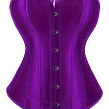 Strapless Vintage Silk Bodysuit Front Lace Tight Non-Stretch Polyester Women Apparel For Adult Carnival Costume Occasions - 紫色 - 查看 1