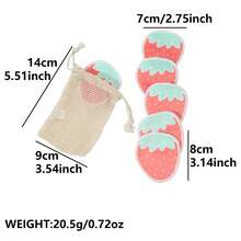 5片装可重复使用可水洗竹纤维卸妆棉，双面洁面淡妆草莓卸妆棉 - 彩色 - 查看 3