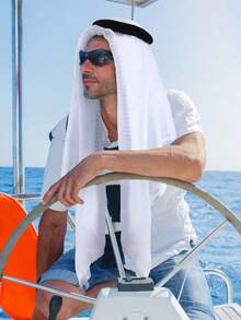 Arab Headscarf Dubai Headscarf Saudi Arabia Tourism Baotou Ornaments Men's Headband+Headscarf Arab Jacquard Square Scarf Dubai Middle East National Costume