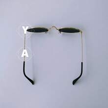 Retro Oval Sunglasses With UV400 Protection - Black With Gold - View 2